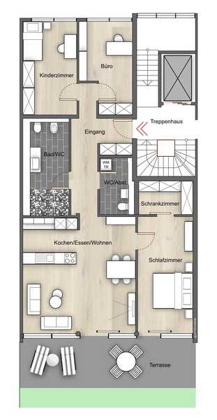 Grundriss als 4 Zimmer Wohnung 